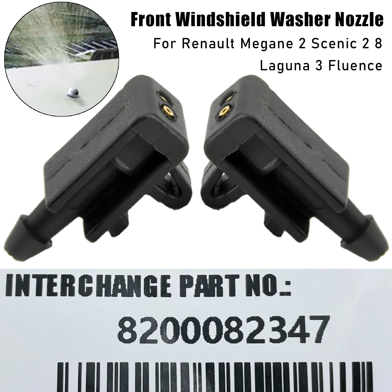 DIAMOEN 1 Pair Front Windsheild Wiper Nozzle Washer Jet for Renault Megane II 