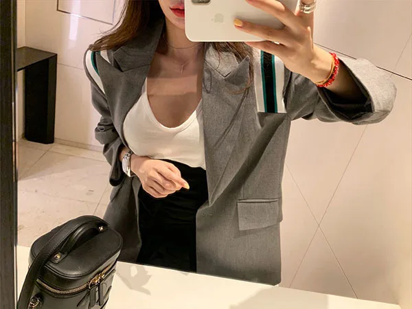 

South Korea INS Short-height Girl'S Bi into Boyfriend-Style Suit Jacket