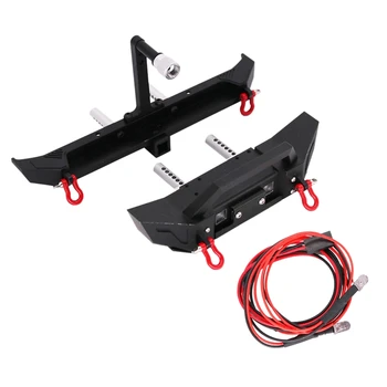 

Metal Front and Rear Bumper Spare Wheel Rack with Lights for 1/10 RC Crawler Trx4 Scx10 D90 Defender Axial Upgrade Accessories