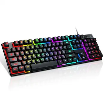 

USB Wired Gaming Keyboard 104 Keys Mechanical Feeling Gamer Backlit Keyboard for Computer Laptop