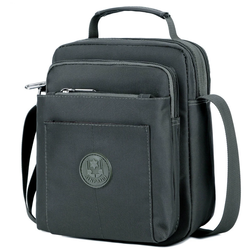New Men's Fashion Casual Messenger Bag Large Capacity Multi-layer Waterproof Nylon Fabric Shoulder Bag tote hand bags - Цвет: Gray