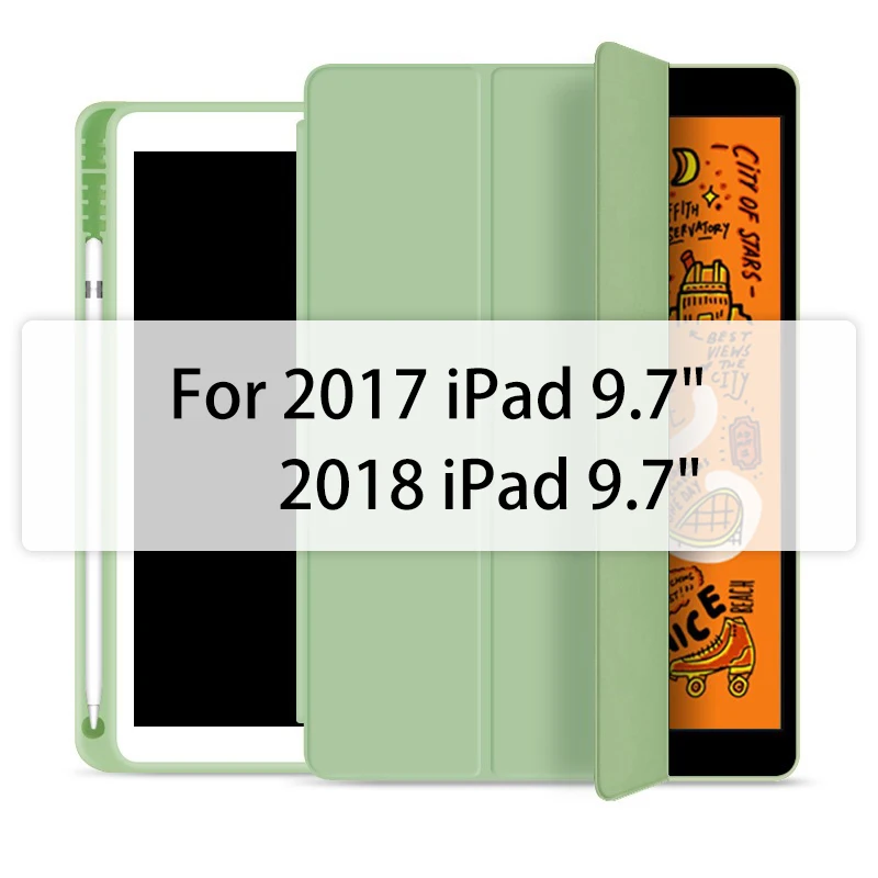 Arvin чехол для Apple iPad 10,2 дюймов мини 4 5 iPad 9,7 чехол трехслойный из искусственной кожи Мягкий силиконовый чехол с функцией автоматического сна/пробуждения - Цвет: Mint Green 9.7