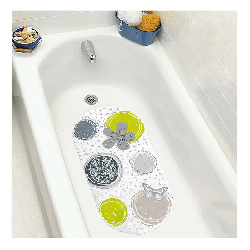 Tappetino antiscivolo per vasca da bagno e doccia per bambini e anziani, con ventose e fori di scarico, facile da pulire, colore scuro