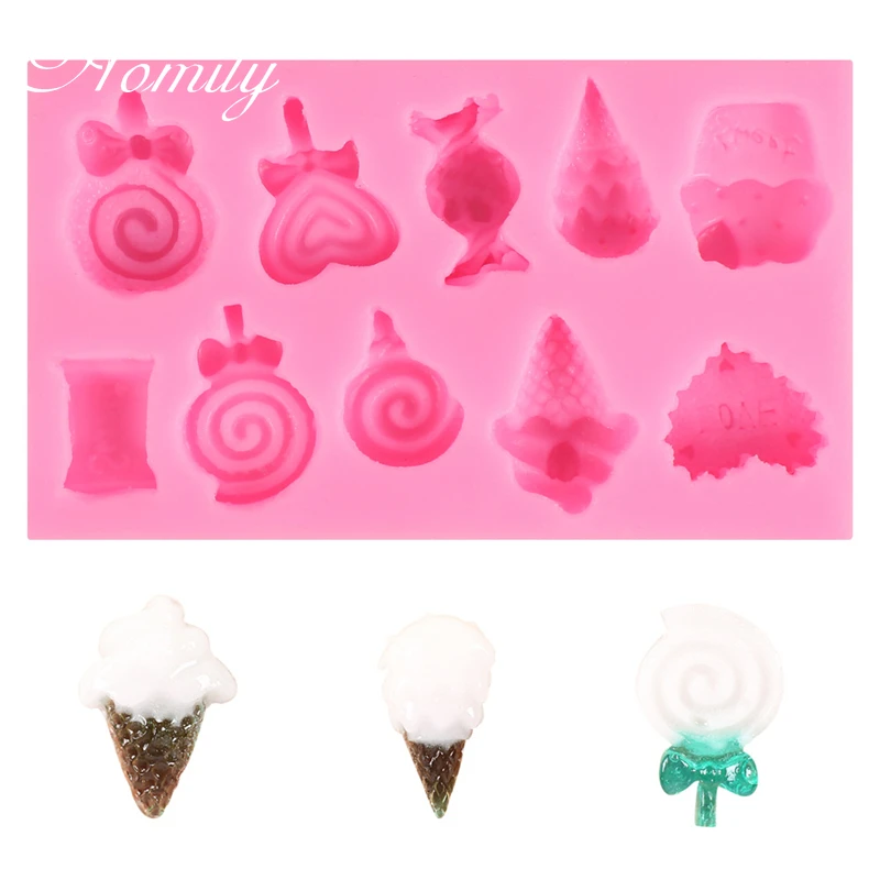 Aomily Lollipop Dessert Ice Cream DIY Cake Mold Set Silicon Chocolate Jelly Candy Bakeware Pastry Block Soap | Дом и сад