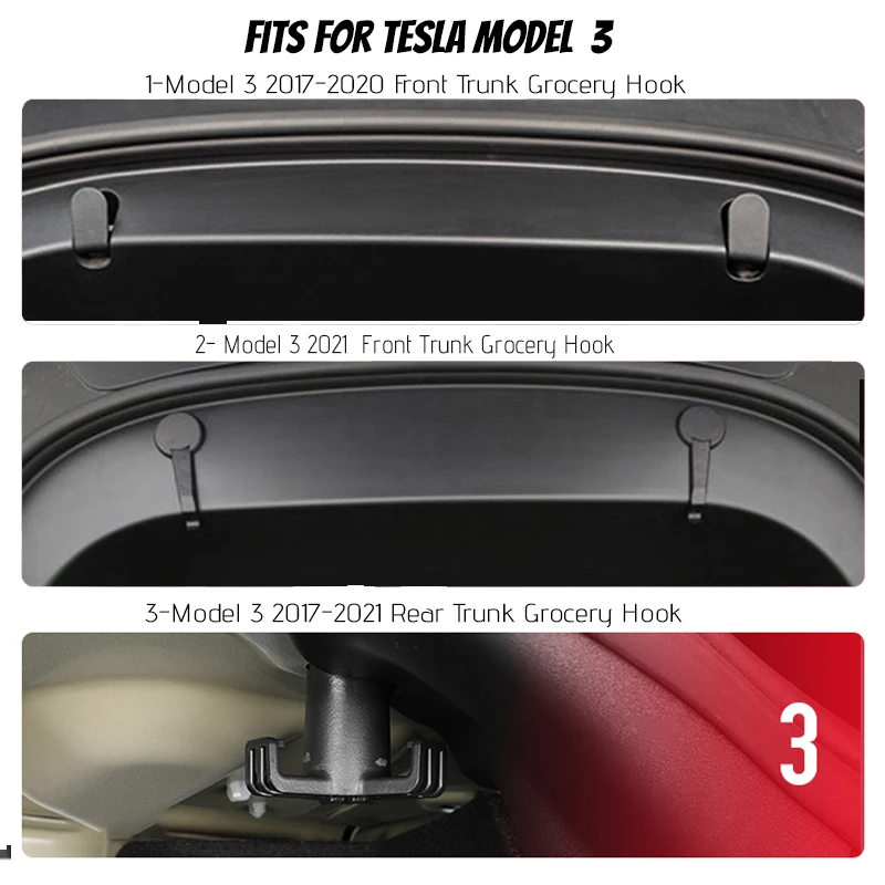 PROD 1005003094831933 Model3 Rear+Front Trunk Grocery Hooks & Hangers
For Tesla Model 3 2021 Accessories Car Cargo Bag Hanging Organizer