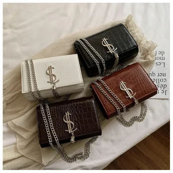 

Women Handbag new crocodile Leather Flap Shoulder Bag for Female crossbody bags Large capacity Stone pattern Chain tassel Totes
