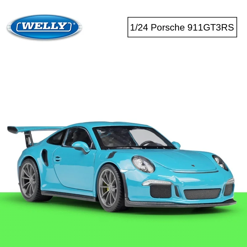 Модель автомобиля welly 1:24 Porsche 911 GT3 RS синяя модель из сплава коллекция украшений