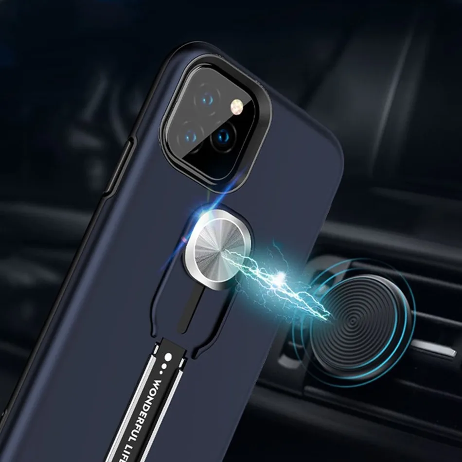 Роскошный магнитный держатель-кольцо для пальца чехол для телефона для iPhone 11 Pro X XR XS Max силиконовый чехол для iPhone11 6 6s 7 8 Plus задняя крышка