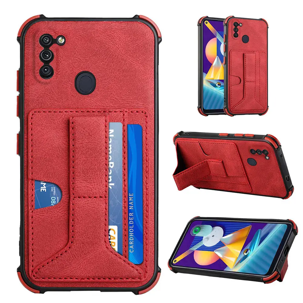 Для Samsung Galaxy A11 роскошный кожаный задний чехол для телефона слоты  для карт складной держатель противоударный полный защитный чехол для Galaxy  M11 | AliExpress