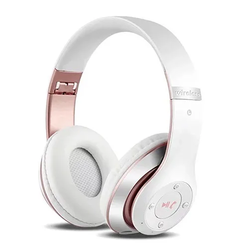 White Rose Gold Беспроводные наушники Bluetooth гарнитура Складные стерео наушники Игровые наушники с микрофоном Поддержка TF карты для мобильного телефона ПК - Цвет: White Rose Gold