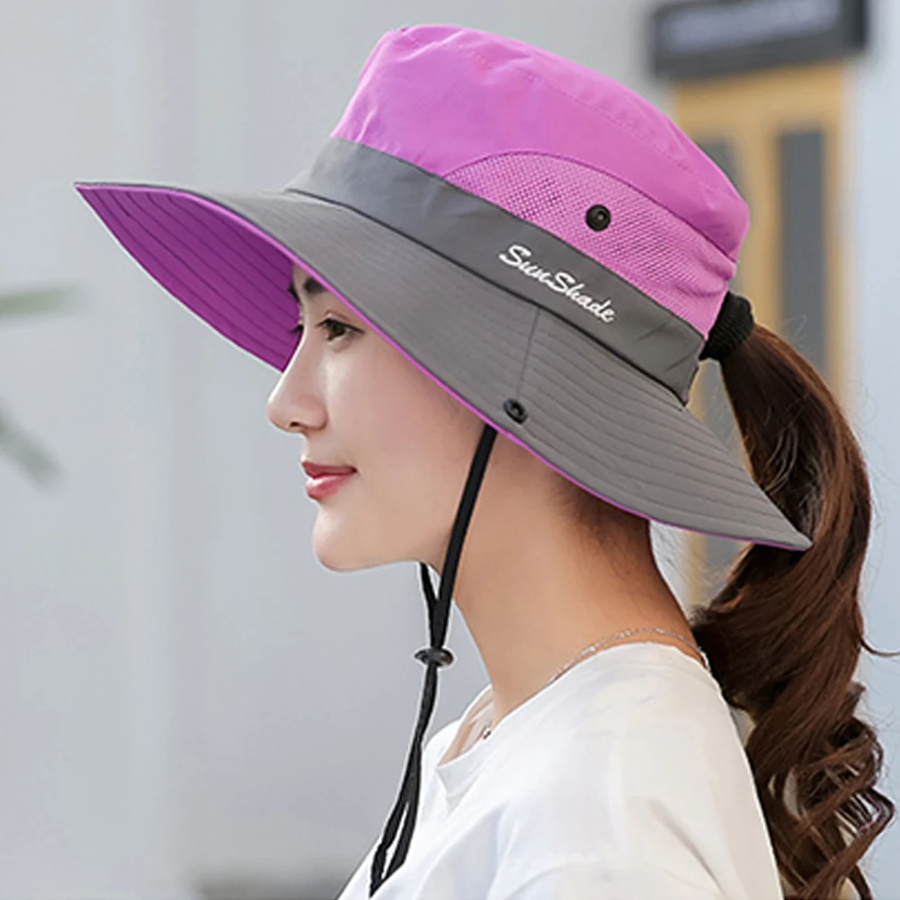 SANWOOD Women Summer UV Protection Wide Brim Sun Cap Outdoor Beach Climbing Boonie Hat