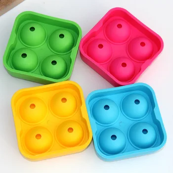 

Multifunctional 4-Cavity Silicone Ball Ice Cube Maker Cocktail Whiskey Form For Ice Cubes Tray Ice Cream Mold Kitchen Tool