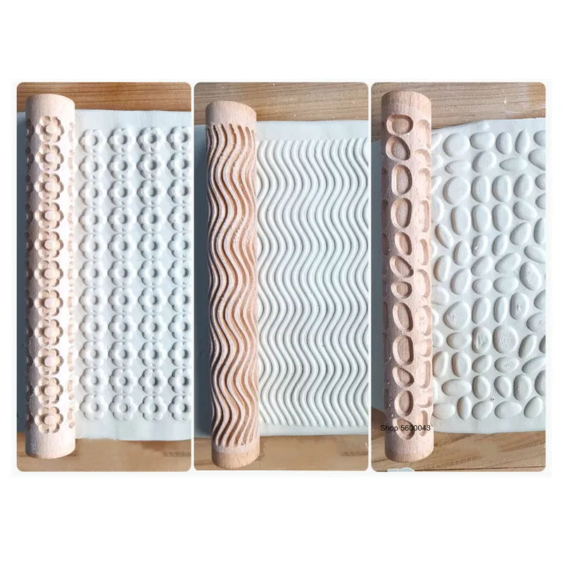 Hout Klei Textuur Deegroller Reliëf Patroon Polyme... – Vicedeal Hout Klei Textuur Deegroller Reliëf Patroon Polyme... – Vicedeal
