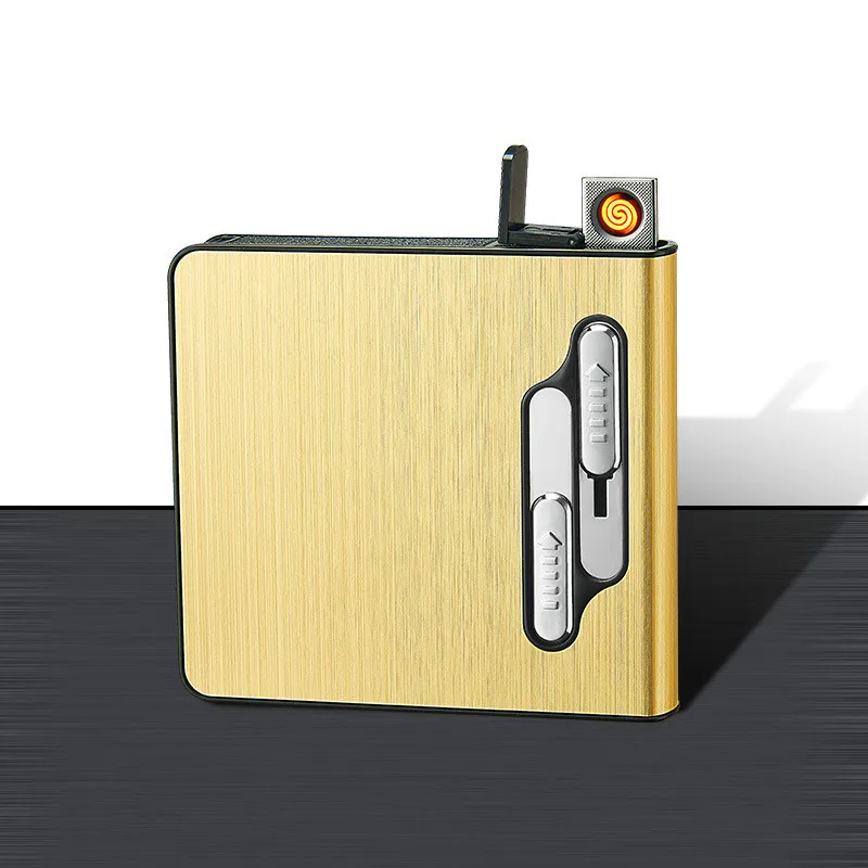 Креативный 20 сигарет пакет дым чехол с электронная USB Зажигалка металлическая сигарета коробка ветрозащитный автоматический всплывающий