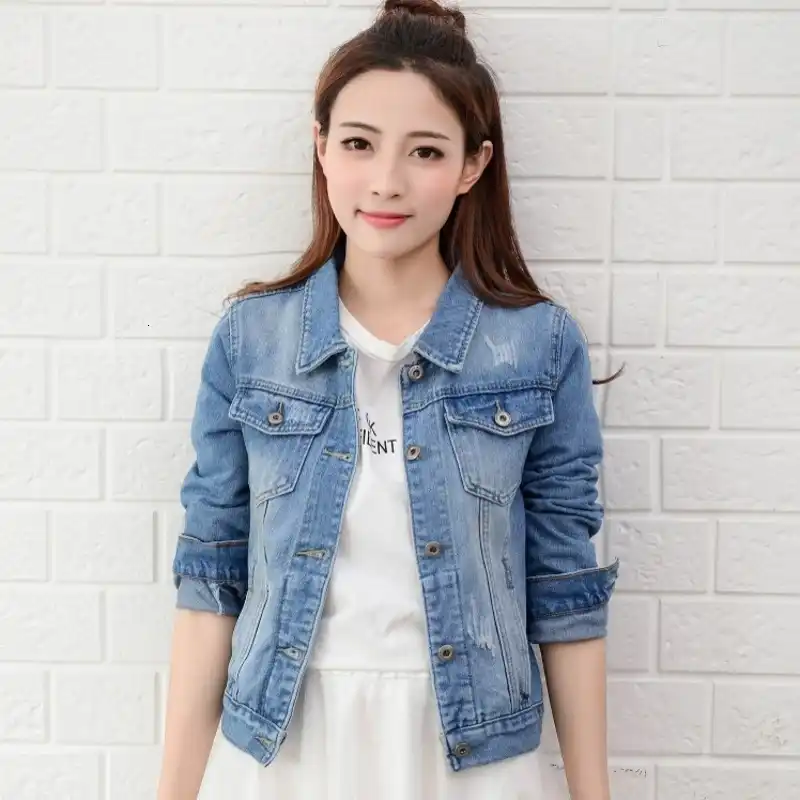 pink stretch denim jacket