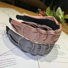 

1PC Fashion Women Side Silver Circle Headband Vintage Cross Knot Non-slip Hair Bands Soft Solid Girls Headwear Hair Accessories