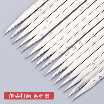 

15pcs Reusable flat stainless steel barbecue skewers bbq Needle stick For outdoor camping picnic tools cooking tools