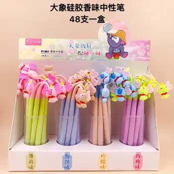

48pcs Gel Pens Elephant fragrance black colored kawaii gel-ink pens pens for writing Cute stationery office school supplies