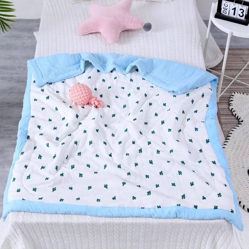 New fabric crepe cotton quilt four season baby air conditioner room blanket quilt nursery school baby kids children bed