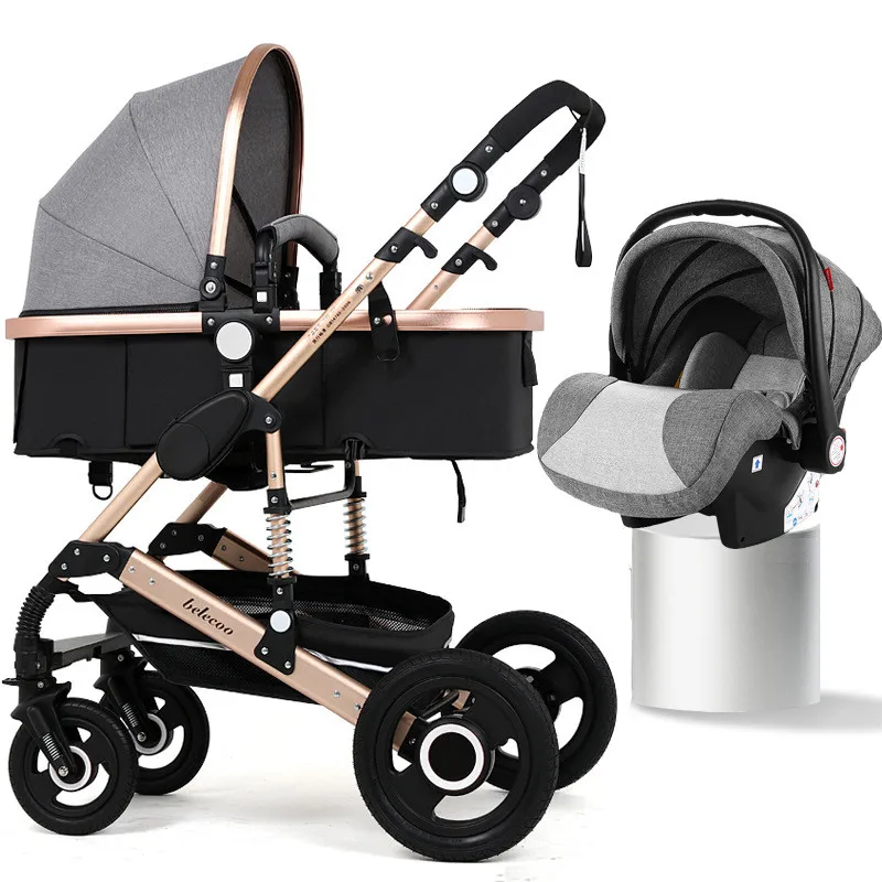 

Adjustable Lightweight Luxury Baby Stroller 3 in 1 Portable High Landscape Reversible Stroller Hot Mom Pink Stroller Travel Pram