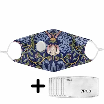 

Classic William Morris Print Dust Face Masks for Women Outdoor Anti-fog Protective Fashion Mask with PM2.5 Maschera Custom