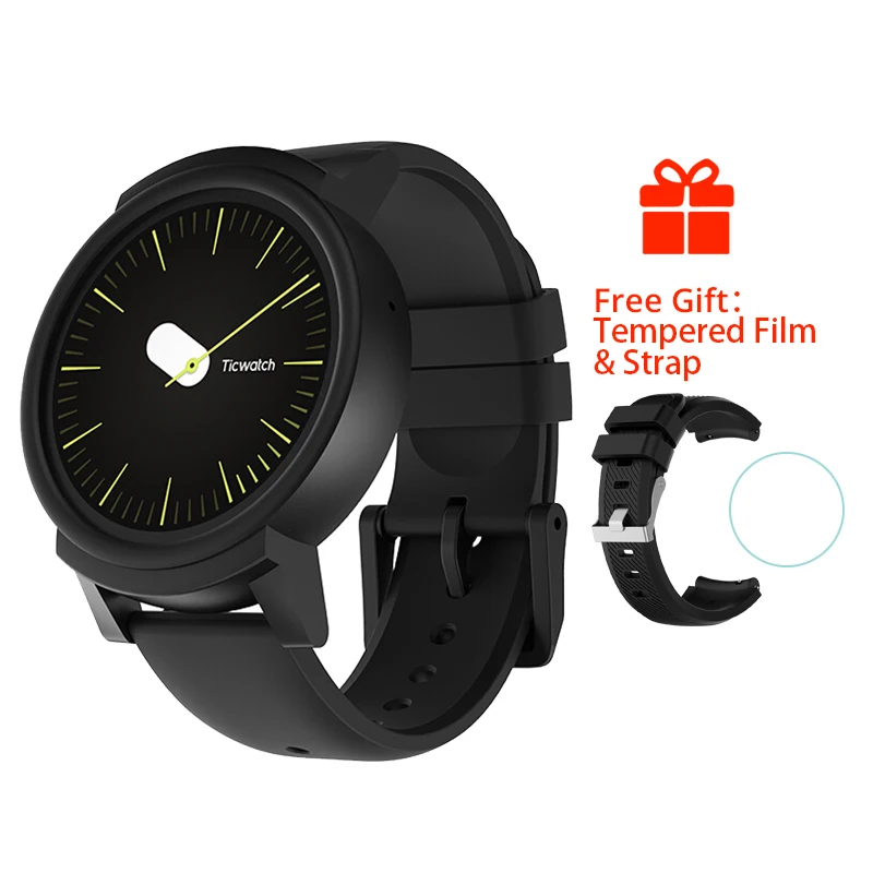 Ticwwatch E Смарт-часы Ticwatch E2 с ОС Google, Bluetooth, gps, фитнес-часы, 5 АТМ, водонепроницаемые, для плавания, 2 дня, срок службы батареи - Цвет: Ticwwatch E