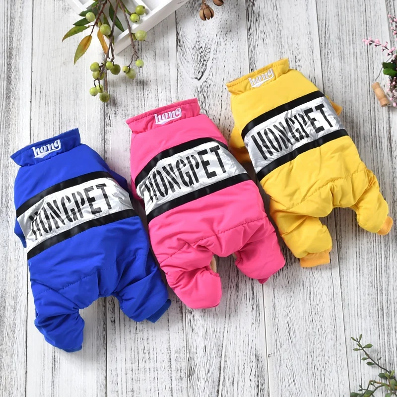 

Snow Windproof Bright Color Dog Customs Winter Warm Pet Jacket Clothes Four Leg Overall For Small Medium Animal Dachshund Poodle