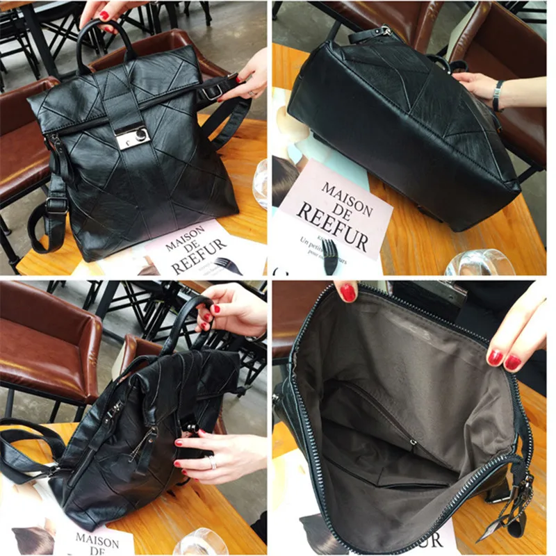 Для женщин рюкзак высококачественный, из овчины кожи сумка черные кожаные рюкзаки для Для женщин Винтаж рюкзак для путешествий