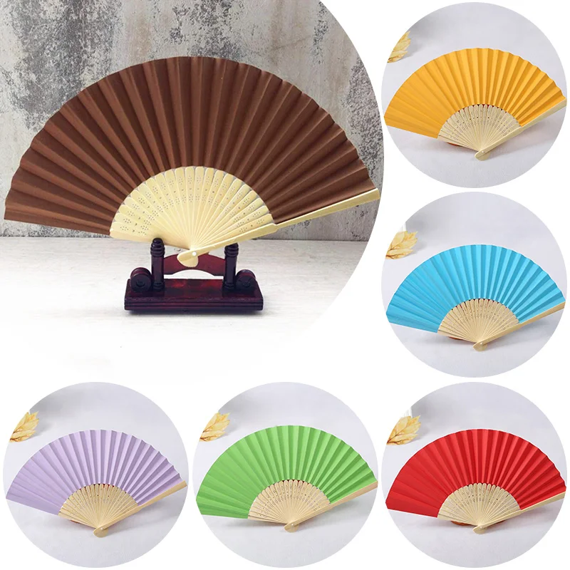 Blank White DIY Paper Bamboo Folding Fan for Hand Practice Calligraphy Draw 