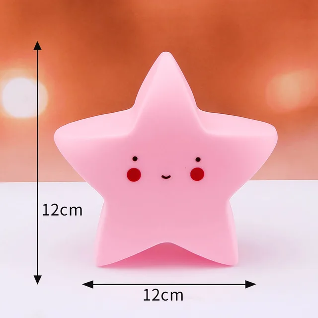 Baby Night Light LED Cartoon Lamp Stars White Clouds Ice cream Mood Lights Children Kids Gift Glow Toy Bedroom Decor Night Lamps Pink Star