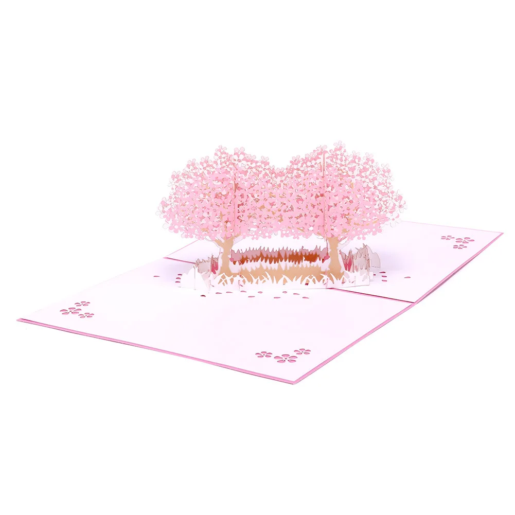  10pcs 20x15cm 3d laser cut pop up sakura tree japanese wedding invitation cards with envelopes wedd - 33058555287