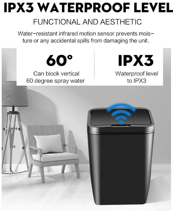 

Induction Automatic Sensor Rectangular Garbage Bag Holder 12L Rubbish Trash Car Bin Dump Compost 2*AA Dry Battery Trashcan Clean