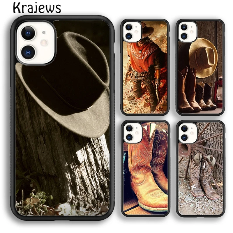 Ковбойские ботинки krajew Cowgirl прямая шляпа чехол для телефона iPhone 5s SE 6s 7 8 plus X XS XR 11 12