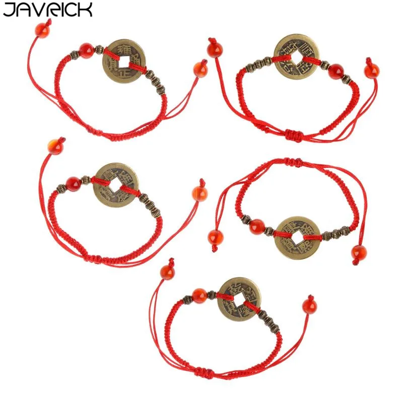 Браслеты фэн-шуй I Цзин старинная монета Каббала Красная Нить на удачу богатство |