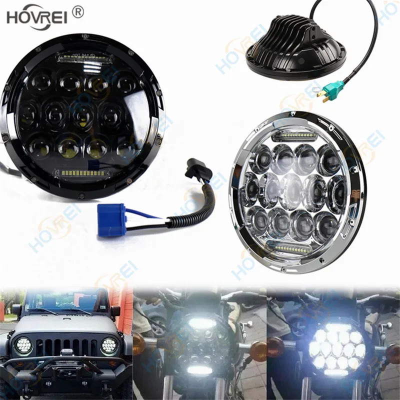 7 дюймов Круглая автомобильная светодиодная фара мотоцикл Hi-Low Beam angel кольцевая фара ходовые огни для Jeep Wrangler Lada Niva Off Road