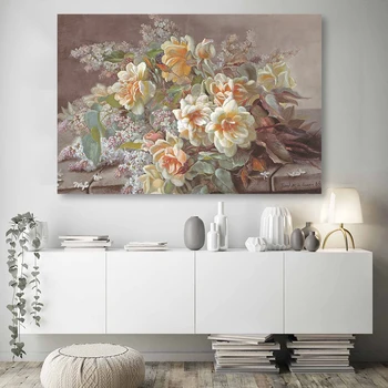 

Scandinavian Flower Oil Painting Modern Home Decoration Canvas Painting Posters Wall Art Pictures For Living Room Decoration