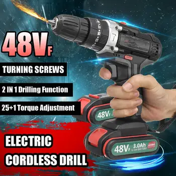 

48VF 3000mAh Cordless Screwdriver Electric Screwdriver Cordless Drill Professional Power Tools Hand Drill With Charging Battery