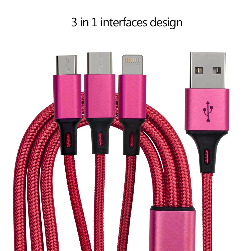 USB кабель для Xiaomi 3 в 1-type C Micro-USB Lightning зарядное устройство IPhone кабель для Android IOS Iphone samsung