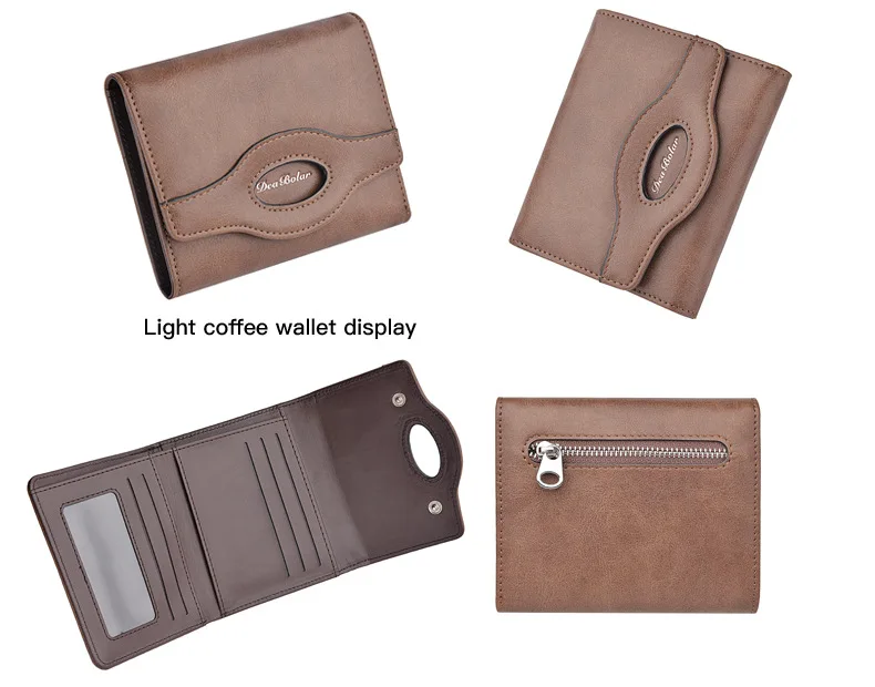 Hot Sale Hasp 3 Fold Vintage Multifunction Short Wallet Men Wallets Coin Pocket Zipper Man PU Leather Small Card Holder Photo