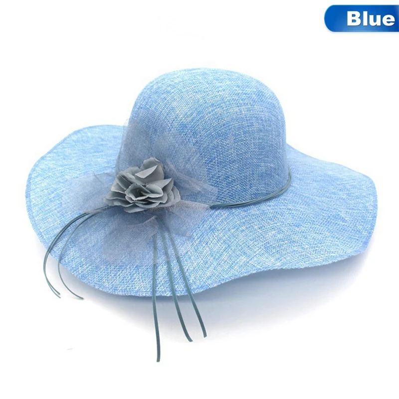 Широкий пляжный навес летние шляпы от солнца для женщин Cambric Chapeu Feminino органза цветок искусственная кожа ошейник с бантиком Женские соломенные шляпы