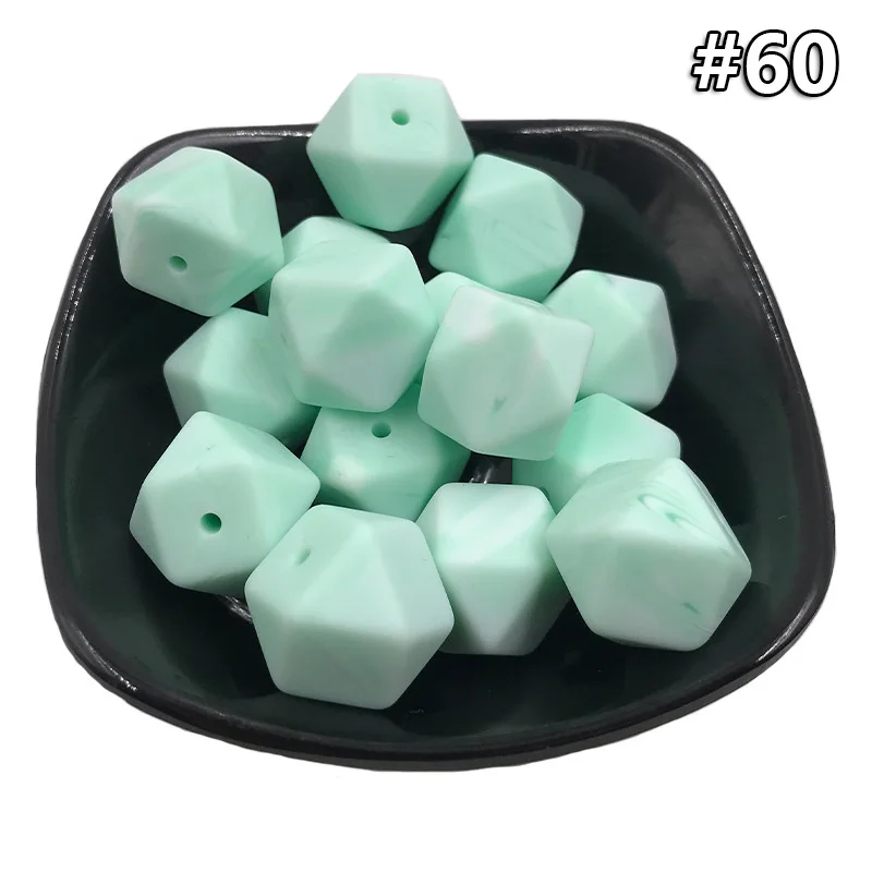 Silicone teether 60 10 шт. DIY 14 мм детский силиконовый Прорезыватель для зубов пищевой пустышки цепи шестигранные бусины аксессуары Детские Прорезыватели пустышки цепи игрушки - Цвет: Silicone teether 60