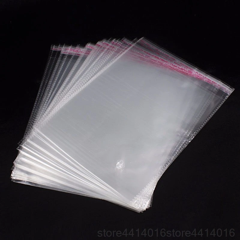 Lot De 200 Sacs Plastique Transparents Auto-adhésifs - Dimensions 35.6 X 50.8 Cm - Adhésif Permanent - Avertissement étouffement Multilingue - Pour Emballage, FBA, Vêtements