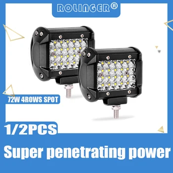 

4inch 72w four Rows Quad Row Spot LED Work Light Bar 12V 24V Offroad tractor Car Truck SUV ATV 4X4 4WD Trailer Pickup