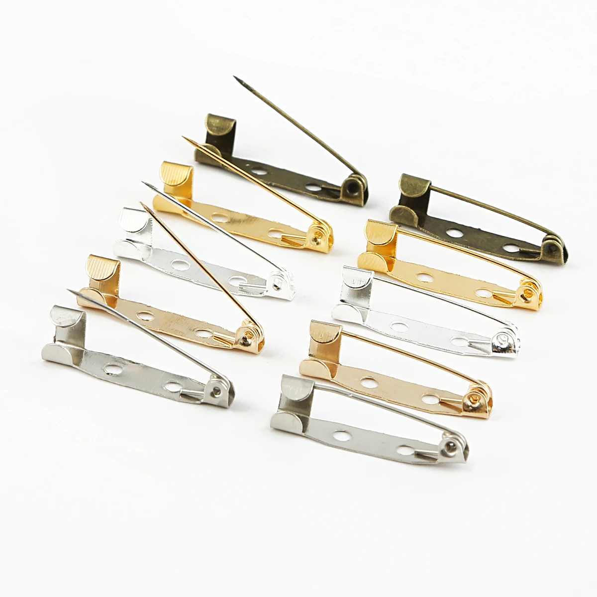 

10Pcs 15 20 25 30 35 mm Silver Brooch Clip Base Pins Safety Pins Brooch Settings Blank Base For DIY Jewelry Making Supplies
