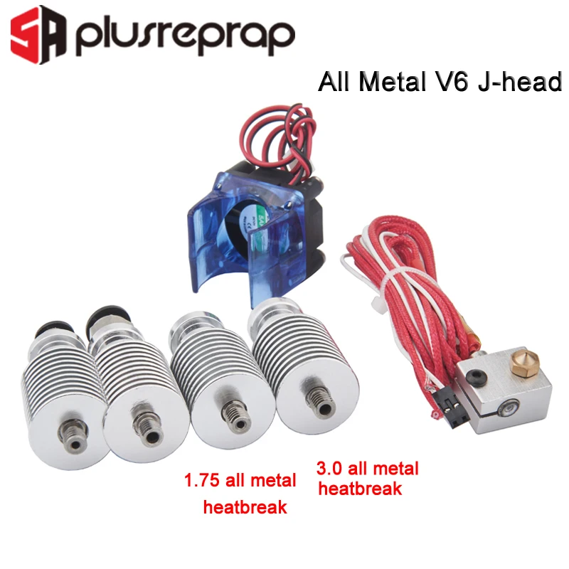 V6 J-head 12V 24V все металлические Hotend Уэйд или экструдер Bowden в нагреватель термистор Вентилятор Насадка теплоотвод для 1,75/3 мм 3D-принтеры часть