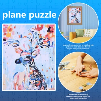 

1000pcs DIY Kids Educational Car Colorful Deer View Picture Puzzle Educational Jigsaw Assembling Toy Room Decoration