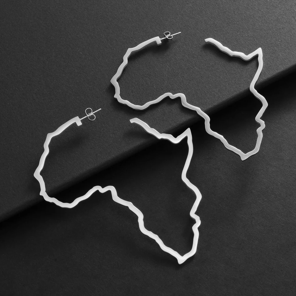 7CM/9CM Outline Africa Map Big Earrings Exaggerate Earring African Jewelry Traditional Ethnic Hyperbole Earrings #201121 6