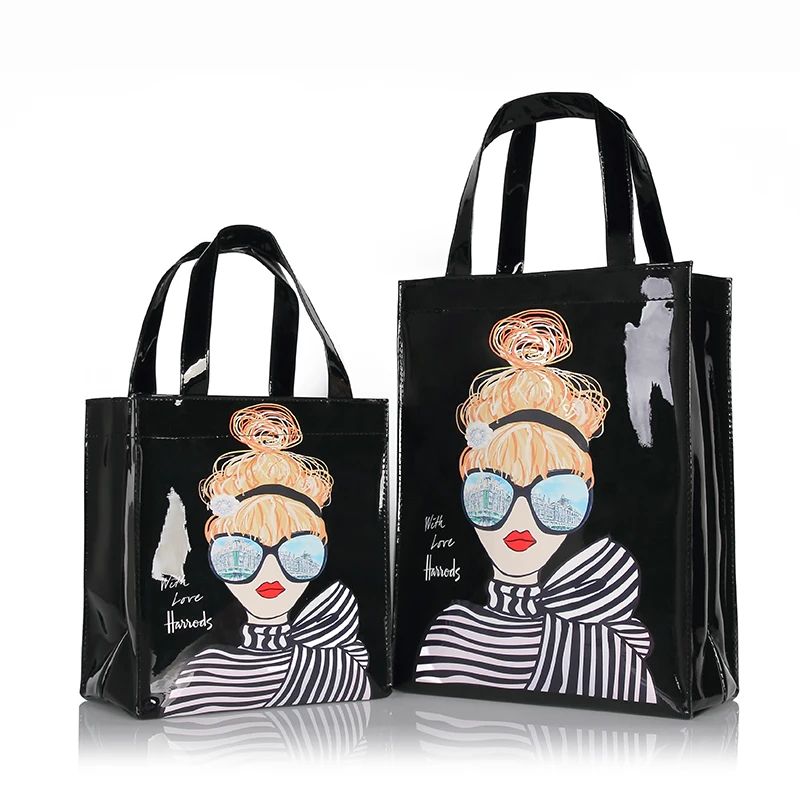 Handbag Shopper-Bag Flower Tote London-Style Lunch Waterproof Reusable Women PVC 