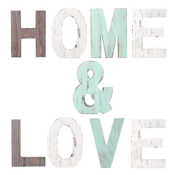 

Wooden HOME & LOVE Letter Ornament English Letter Decoration Home Simple Wedding Accessory for Wedding Living Room Bedroom Offic