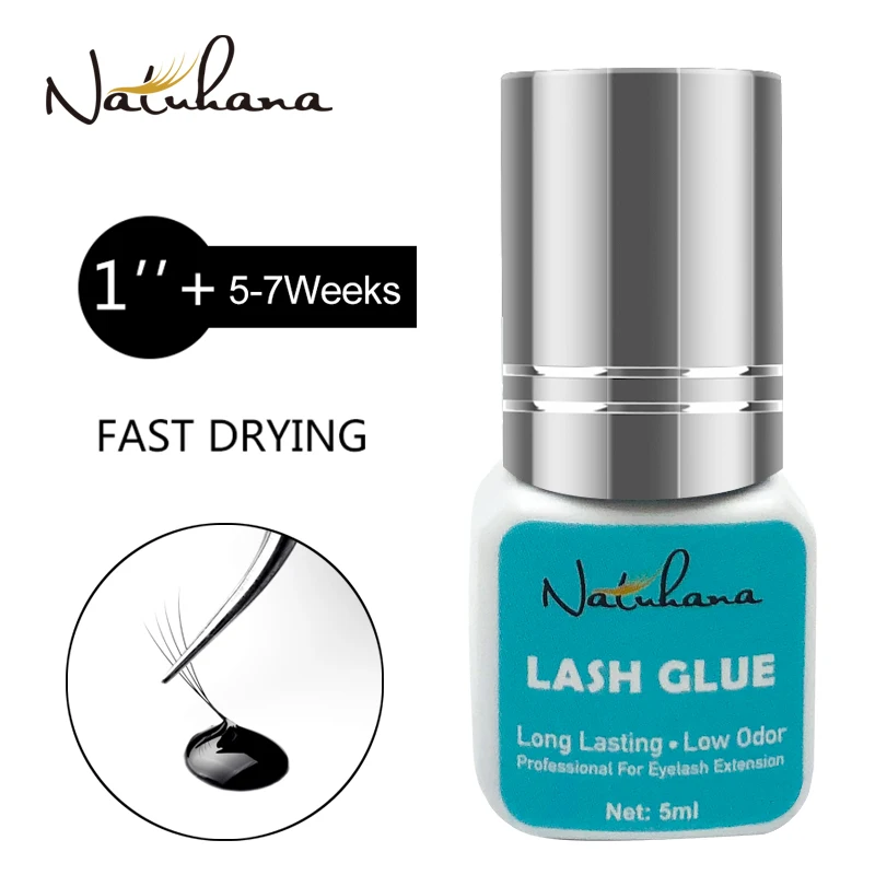 

NATUHANA 5ml Eyelash Extension Glue 1 Seconds Fast Drying Eyelashes Glue Pro Black Lash Glue Makeup Tool Adhesive